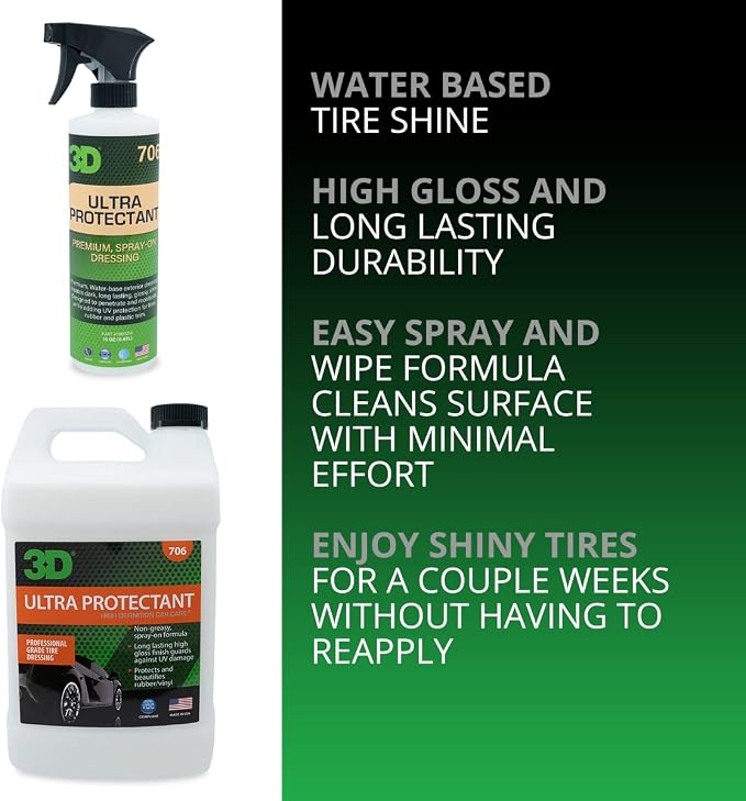 3D Ultra Protectant Tire Shine Spray – Water-Based High Gloss Tire Dressing | - Image 2