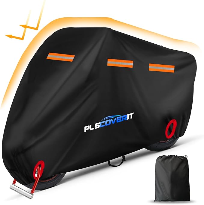Motorcycle Cover, 600D Heavy Duty Waterproof Motorbike Cover, Dustproof by PLSCOVERIT