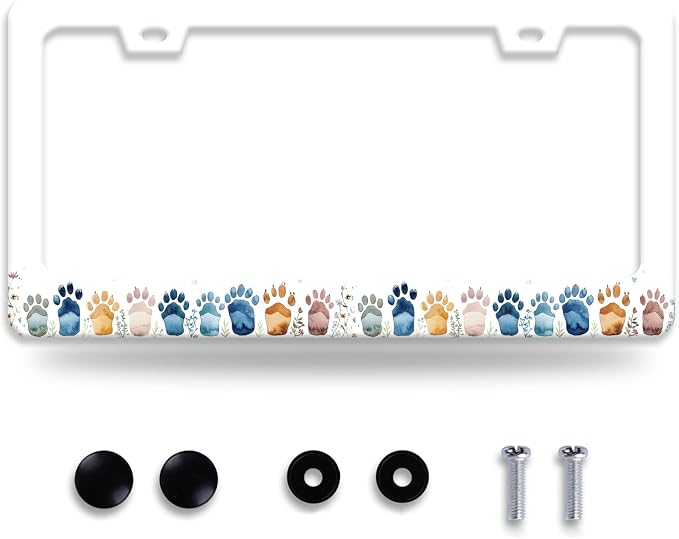 Bear Paw Print License Plate Frame Colorful Animal License Plate Frames Funny by NEWCOCO