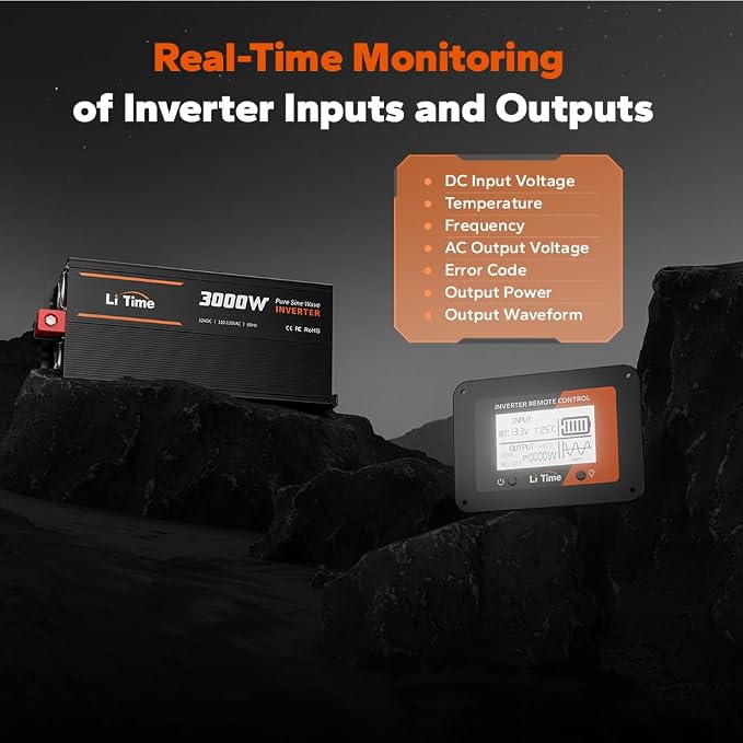 LiTime 3000W Pure Sine Wave Inverter 12V DC to 120V AC Converter - Image 3