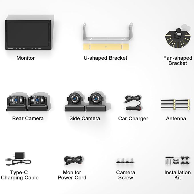 Fookoo 1080P 10" Magnetic Wireless Backup Camera 10" HD Split Screen Monitor - Image 9