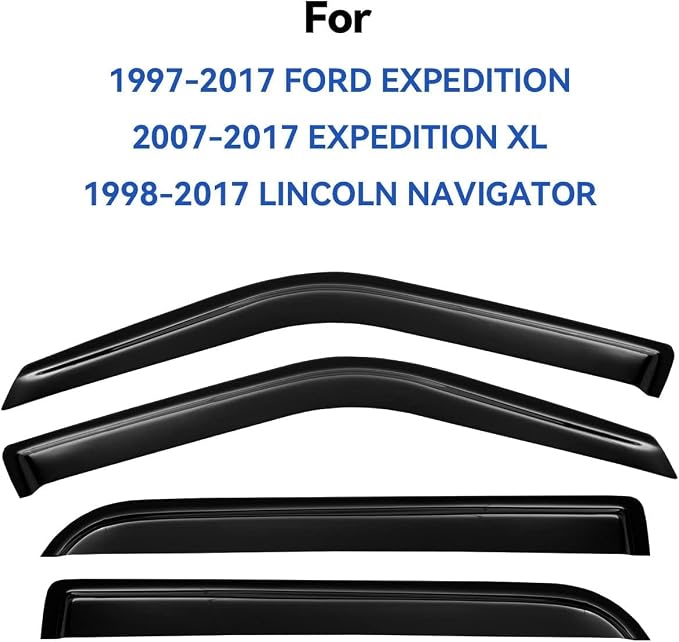 Window Visors Rain Guards for 1997-2017 Ford Expedition, Out-Channel Window - Image 2