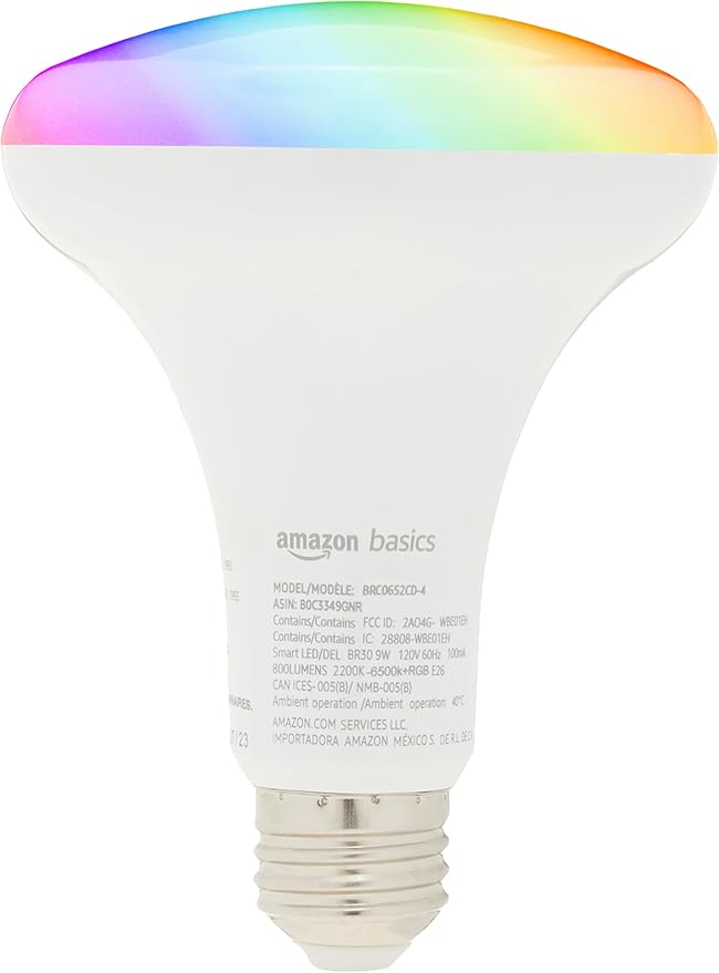 Amazon Basics Smart BR30 LED Light Bulb, Color Changing, Works - Image 4