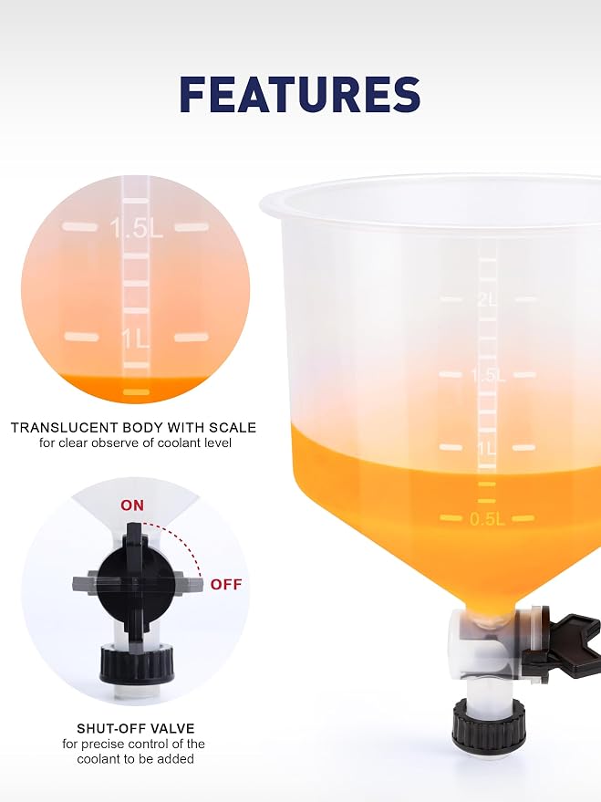 SMART JERRY - Coolant Bleeder Kit, Universal Radiator Burping Funnel, No-Spill - Image 4