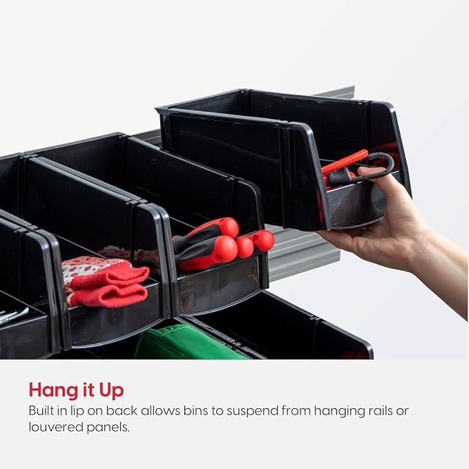 IRIS USA Stackable Storage Bins Open Front, 12 Pack, Plastic Hanging Organizer - Image 2