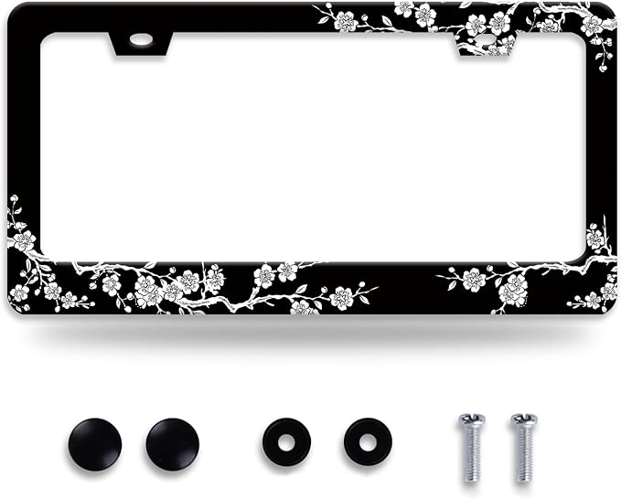 Cherry Blossoms License Plate Frame Beautiful Floral License Plate Frames by NEWCOCO