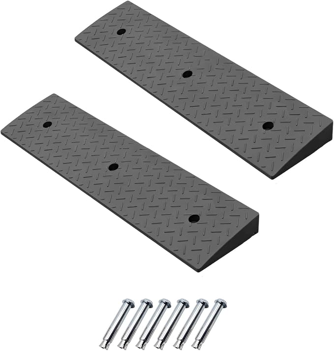 Heavy Duty Rubber Curb Ramps, 2 Pack, 6600 LBS/3T Capacity, by METFUIN