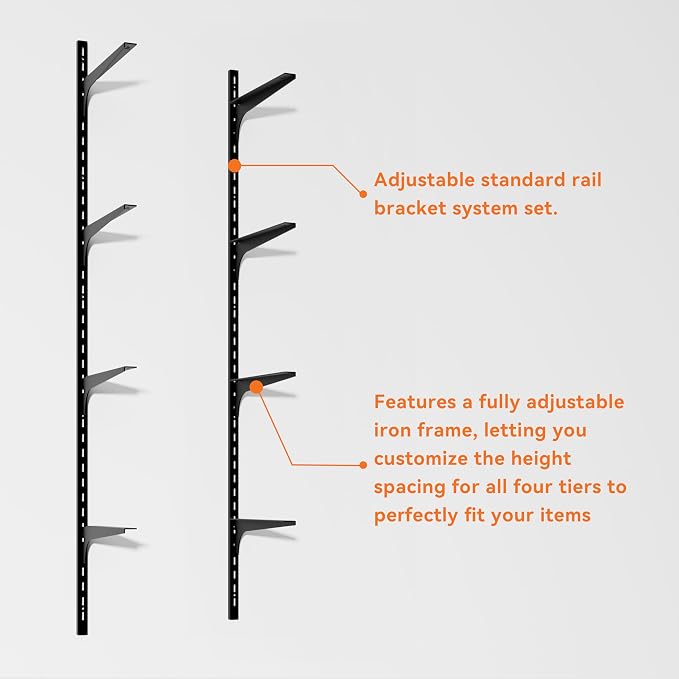 ROGMARS 60" W Garage Wall Mounted Shelving Heavy Duty, 6 Tier Garage Shelves - Image 3