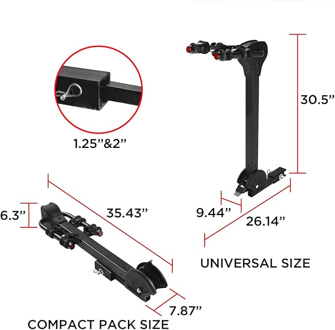 Rockland Foldable 2-Bike Rack, 80 lbs Capacity, Hitch Mount Bike Rack - Image 7