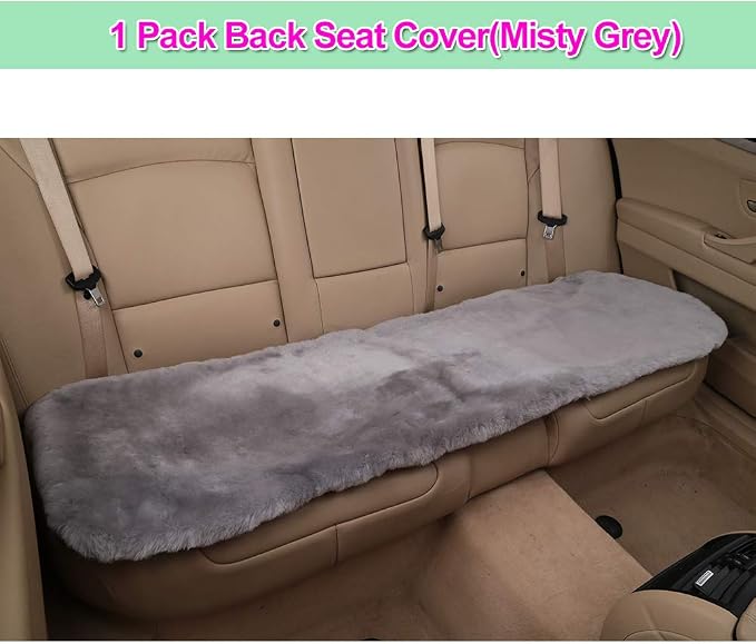 Fluffy Genuine Sheepskin Car Back Seat Cover - Image 2