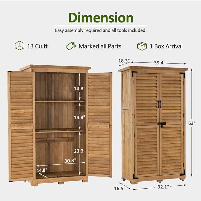 MCombo Outdoor Storage Cabinet, Garden Storage Shed, Outside Vertical Shed - Image 3