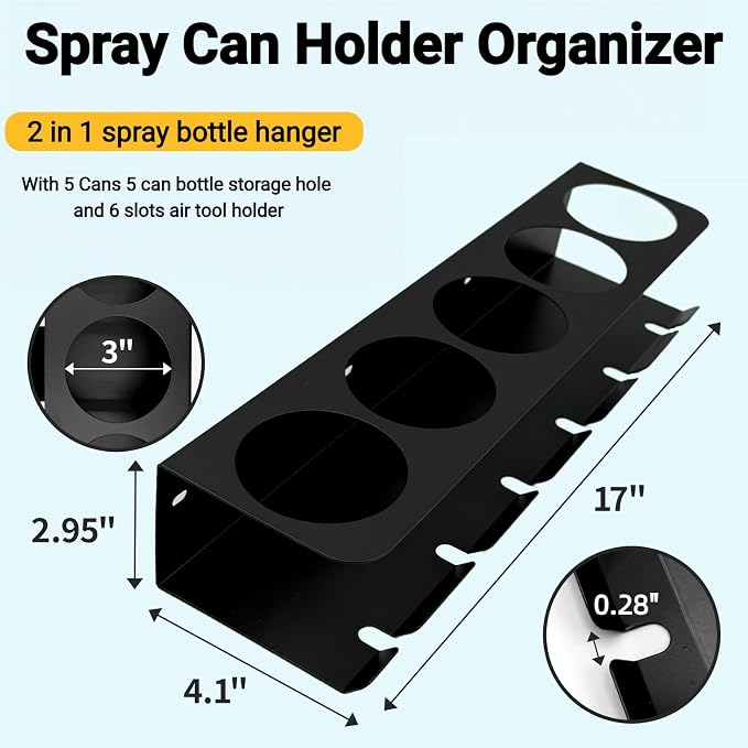 4 Pack Aerosol Spray Can Holder Rack, Wall Mounted Spray Bottle Holder Heavy - Image 2