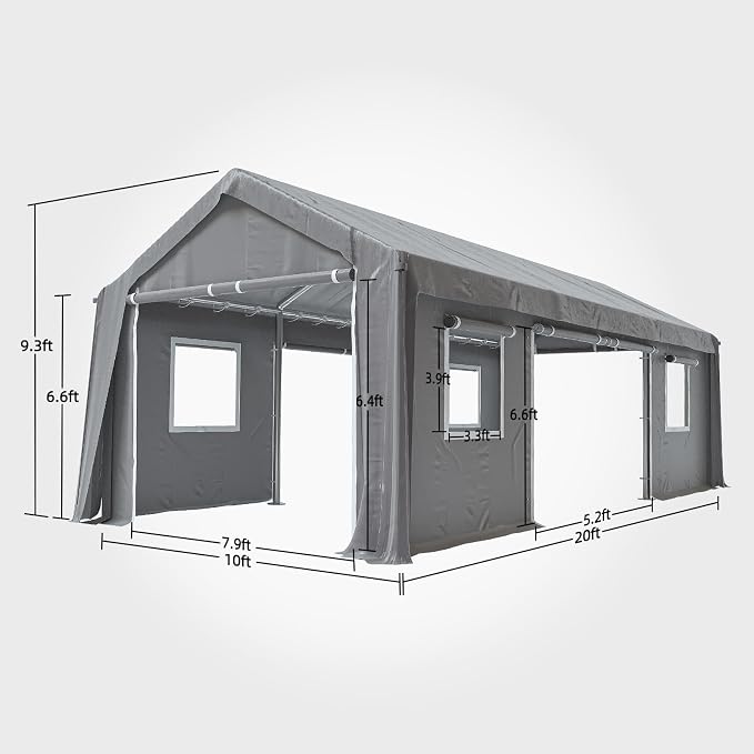 10x20ft Heavy Duty Carport Outdoor Canopy Portable Garage - Image 2