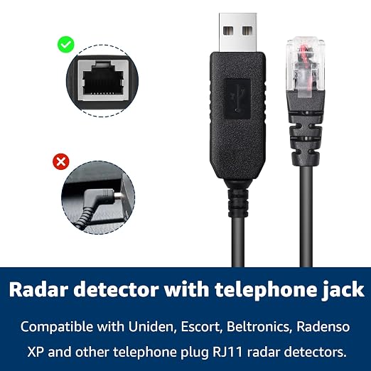 4.92FT USB to RJ11 Plug Cable, USB 5V-12V Power Cable, Radar Detector Cable - Image 7