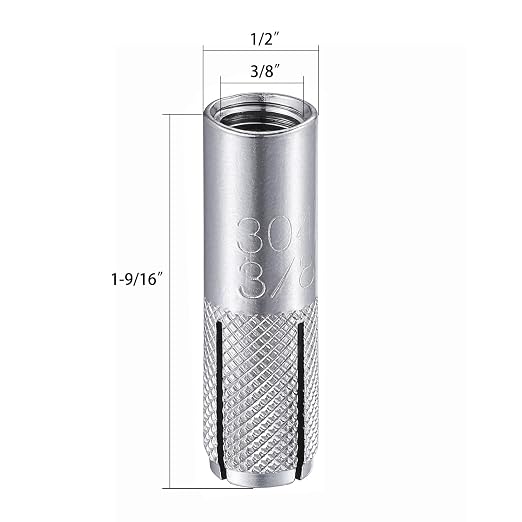 Wensilon 3/8"-16 Premium Stainless Steel Drop in Anchors Assortment, Knurled - Image 2