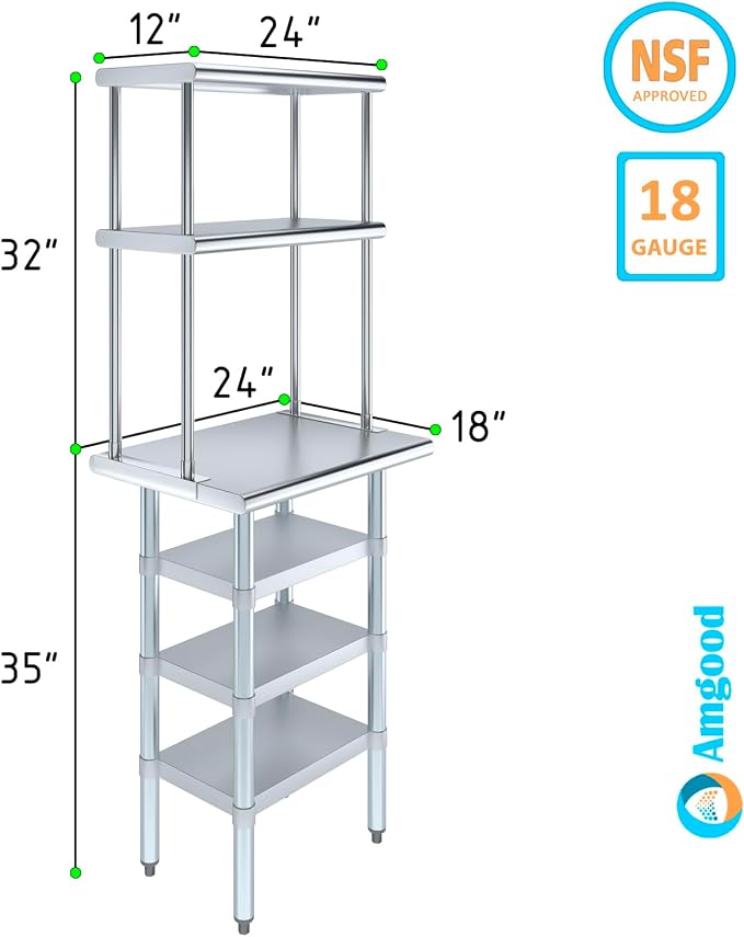 Amgood 18" x 24" Stainless Steel Work Table - Image 3