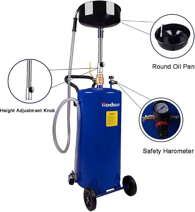 redsun 20 Gallon Waste Oil Drain Tank, Air Operated Oil Drainer Container - Image 2