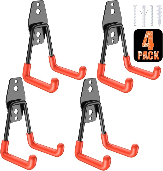 4 Pack 4.5x2.75 inch U Heavy Duty Garage Hooks, Solid Steel Wall Mount Hangers by MIKRUI