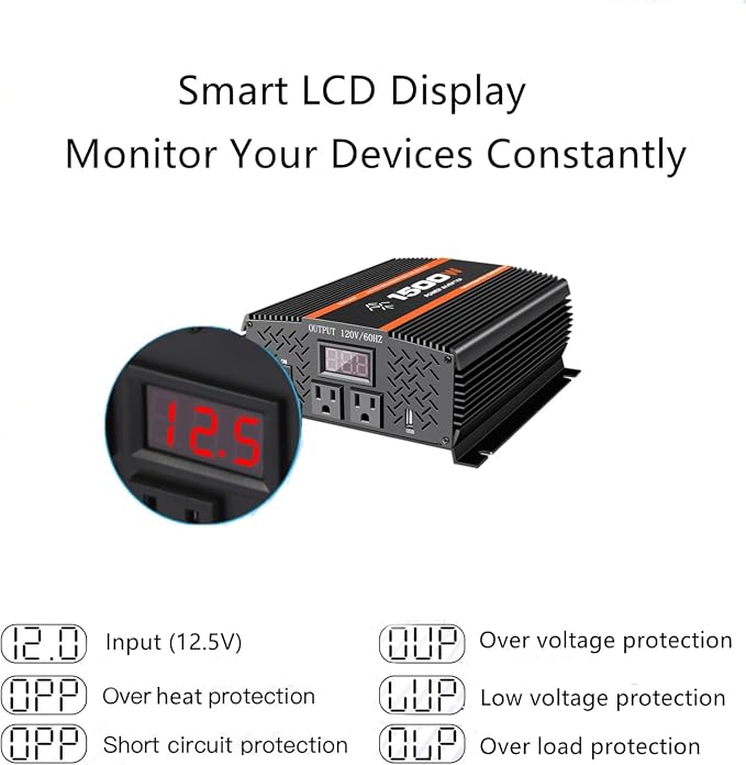 1500 Watt car Power Inverter 12V to 110V/120V - Image 4