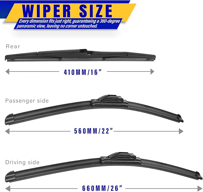 3 wipers Replacement for 2010-2015 Lexus RX450h/2010-2015 Lexus RX350, - Image 2