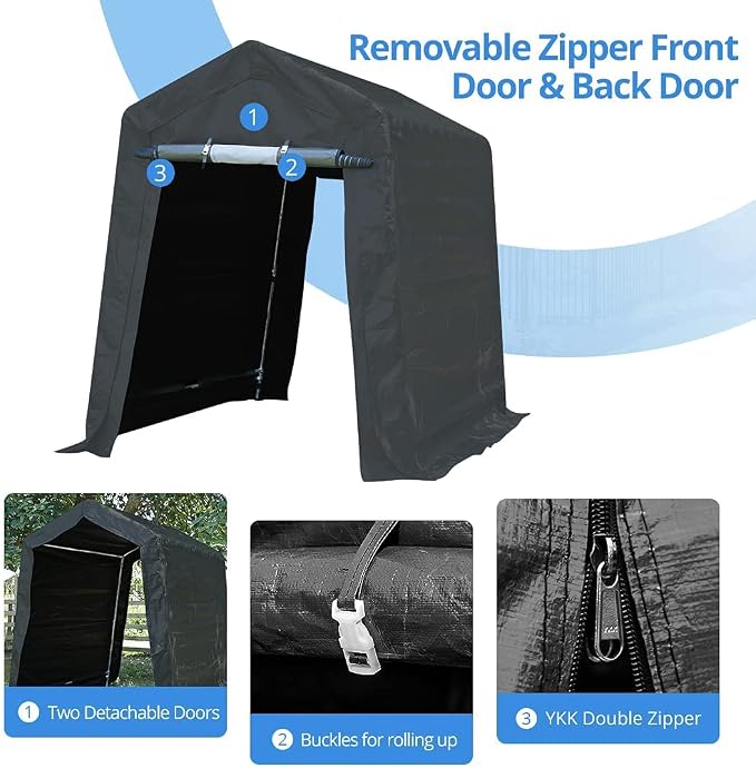 ADVANCE OUTDOOR 6x8 ft Outdoor Portable Storage Shelter Shed - Image 3