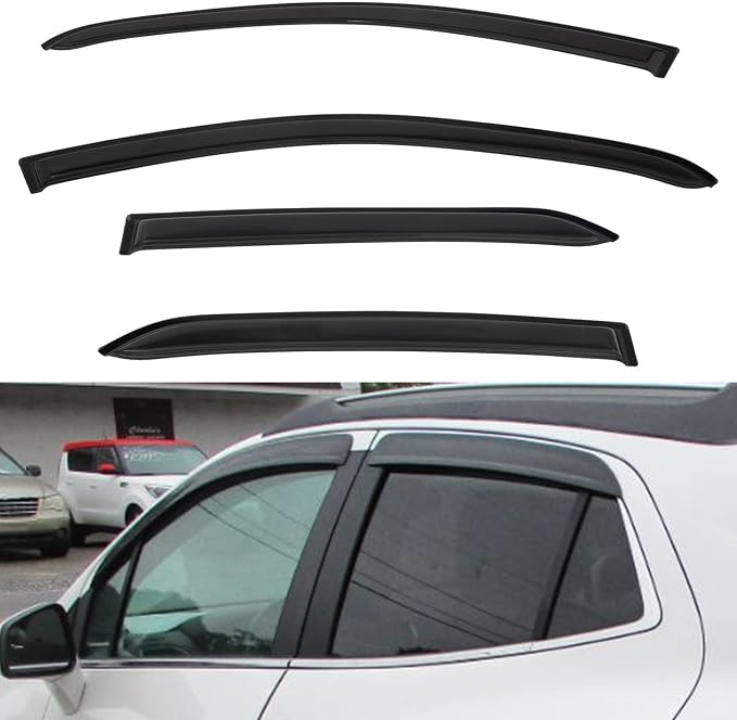 4pcs Front+Rear Smoke Tint Sun/Rain Guard Outside Mount Tape-On Vent Window by LQQDP