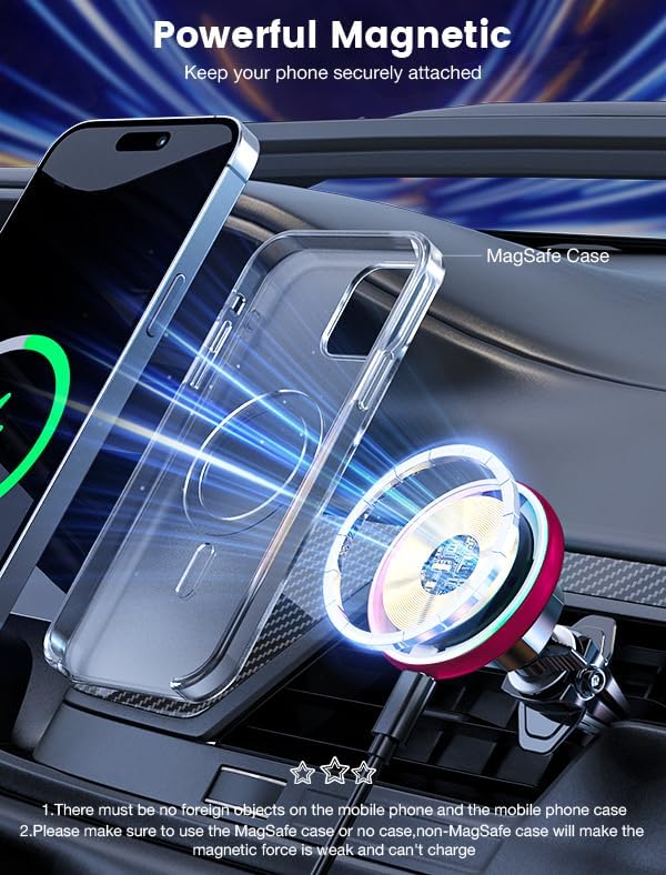 MOKPR for Magsafe Car Mount Charger-15W Wireless Car Charger-Magnetic Car Phone - Image 6