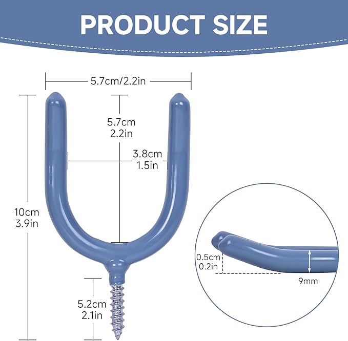 6 Pack Garage Storage System Steel U Hooks - Image 5