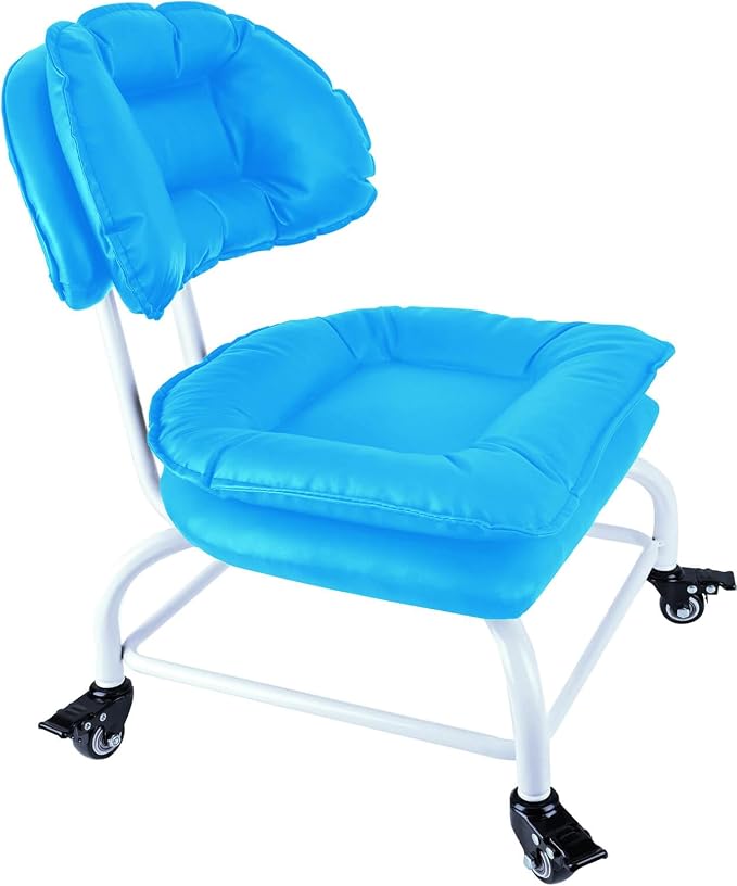 Rolling Stool Wide Seat with Back Rolling Chair 4 Wheels with Brakes by IMMERLIEBEN