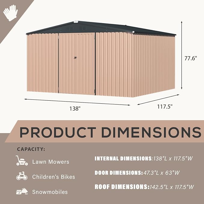 U-MAX 12' x 10' Metal Storage Shed - Image 6