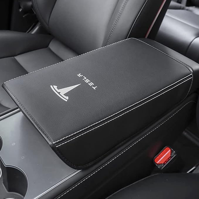 Car Armrest Cover for Tesla Model 3 Y Leather Center Console Armrest Box Cover by SiegenPro