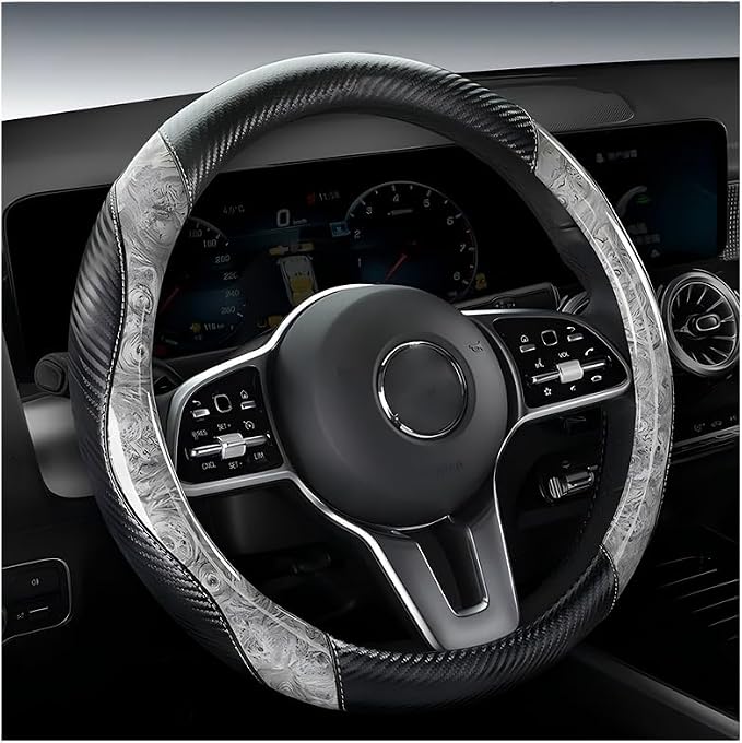 Wood Grain Steering Wheel Cover Carbon Car Steering Wheel Covers 14 1/2-15 inch by Muamos