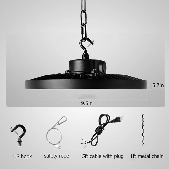 UFO High Bay Light, 150W LED Shop Lights, 3000K 4000K 6500K LED Garage Light - Image 6