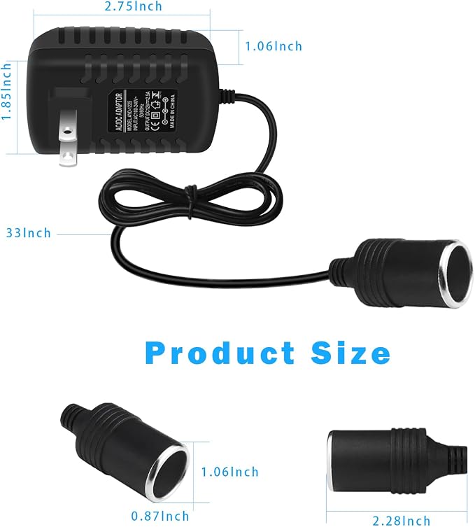 inShareplus 12V 2.5A 30W AC to DC Converter, 12 Volt Cigarette Lighter Adapter - Image 6