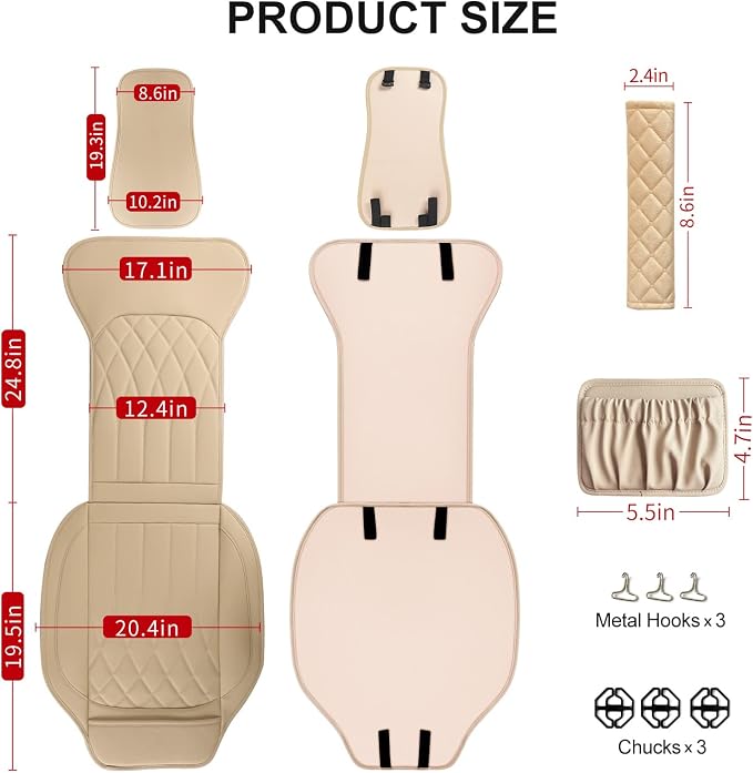 1 Pack Leather Front Car Seat Cover, Universal Sideless Car Seat Protector - Image 2