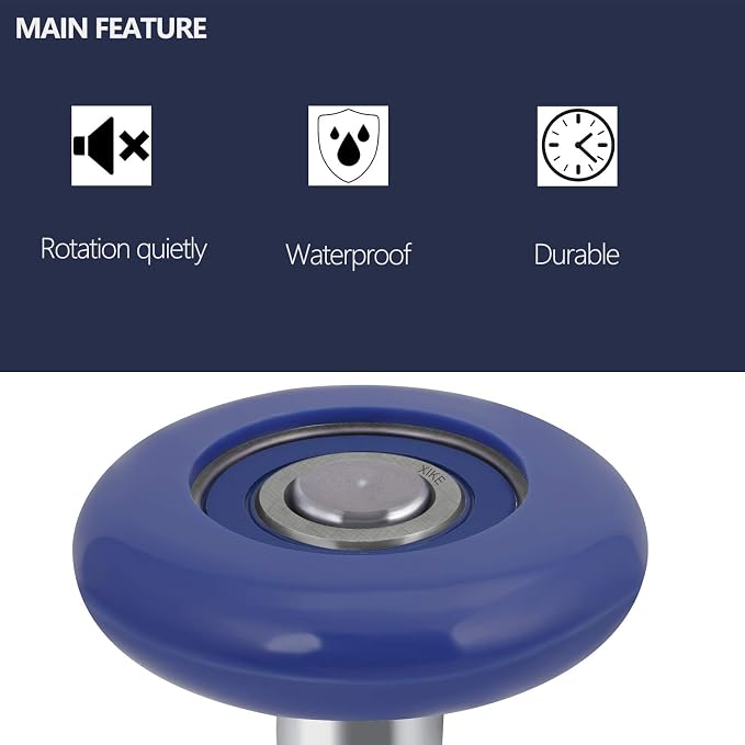 XiKe 12 Pack Blue 2" Nylon Garage Door Roller 4" Stem, Quiet/Durable and High - Image 2