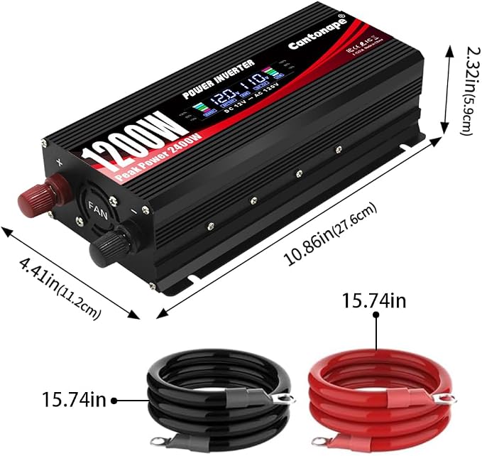 1200W/2400W Power Inverter DC 12V to 110V/120V AC Converter - Image 7