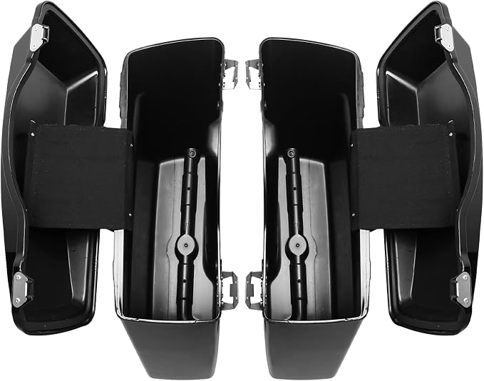 XFMT Motorcycle Vivid Black Hard Saddlebags Saddle Bags Trunk W/Lids & Latches - Image 5