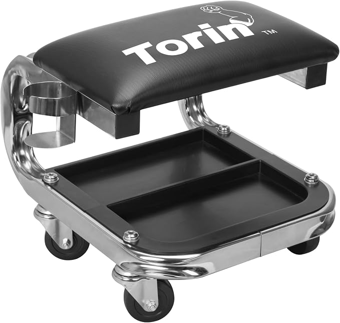 Torin AR7451B Heavy Duty Rolling Creeper Garage/Shop Seat: Padded Mechanic Stool by Torin