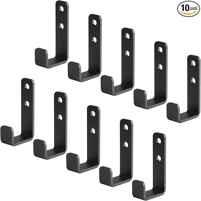 10 Pack 2-3/4" Mini Black Steel Utility J Hook, Wall Mount Garage Storage by OTTFF