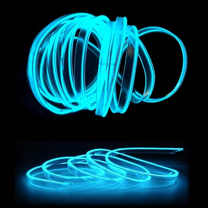 El Wire Ice Blue Interior Car LED Strip Lights, 10M Neon Wire USB 5V - Image 3