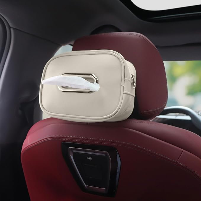 Car Tissue Holder, Tissue Box Cover Keep Car Tidy, Premium PU Leather Backseat - Image 7