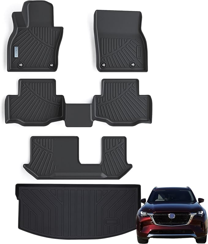 Floor Mats & Cargo Liner for 2024 2025 Mazda CX-90 CX90 PHEV 8 Seats（Not by SANBAN-AXE