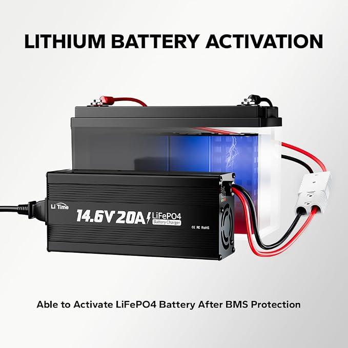 LiTime 12V 20A Lithium Battery Charger 14.6V LiFePO4 Battery Charger AC-DC - Image 5