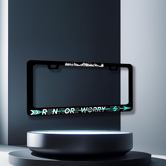 Run More Worry Less License Plate Frame Mountain Arrow License Plate Holder - Image 2