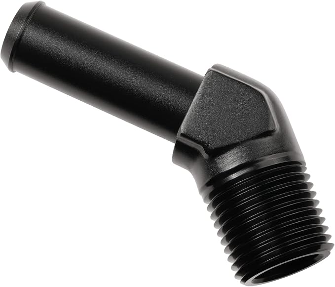 1/2 NPT Male to 5/8" Hose Barb Fitting Adapter 45 Degree Elbow Aluminum Black - Image 4