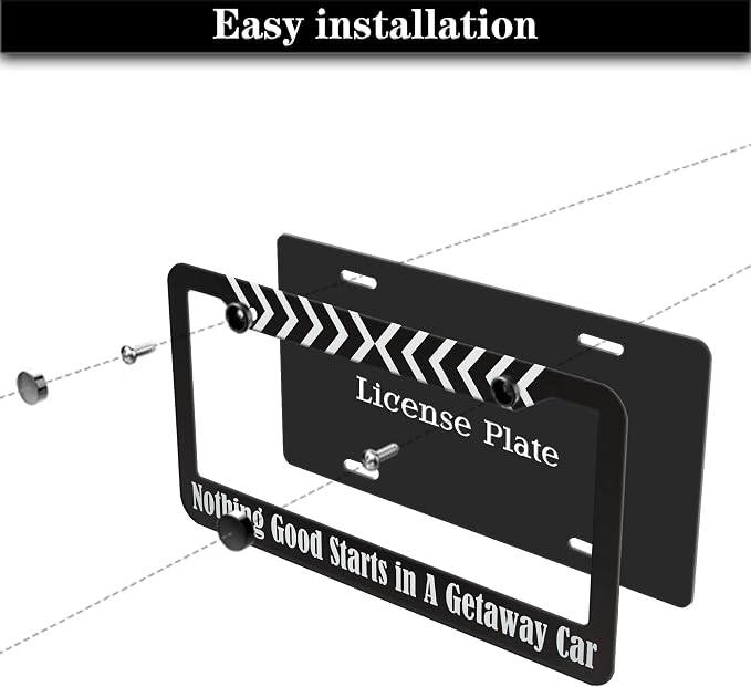 License Plate Frames Black and White Fun License Plate Frame Cover Nothing Good - Image 7