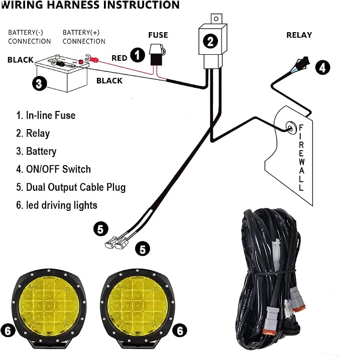 BIGLION.X 7Inch Round LED Amber Driving Offroad Lights 2PCS 210W 32000LM Amber - Image 7