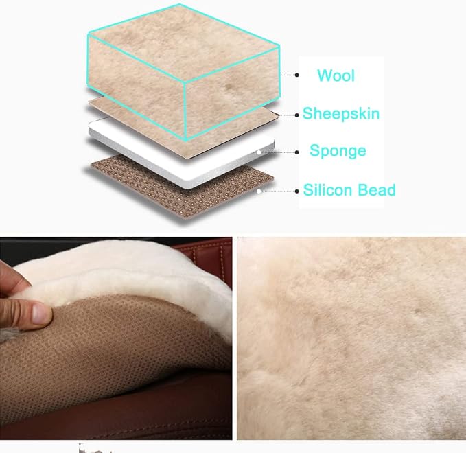 Fluffy Genuine Sheepskin Car Seat Cover - Image 7