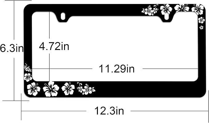 Stainless Steel Hibiscus Flower License Plate Frame Hibiscus License Plate - Image 2